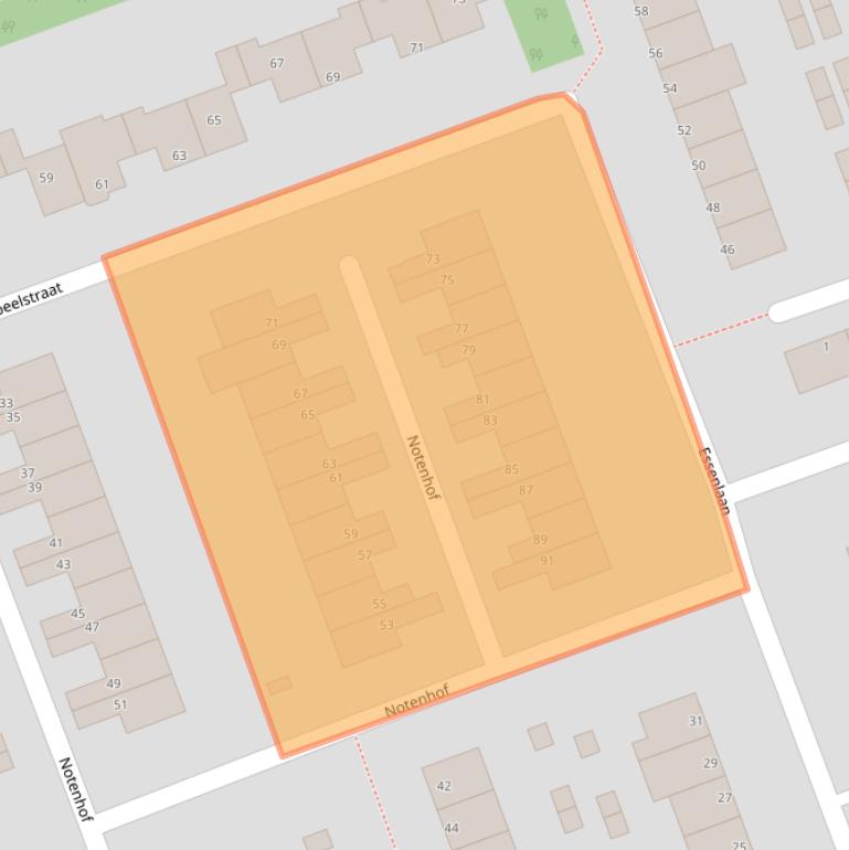 Kaart van postcodegebied 1741VR.