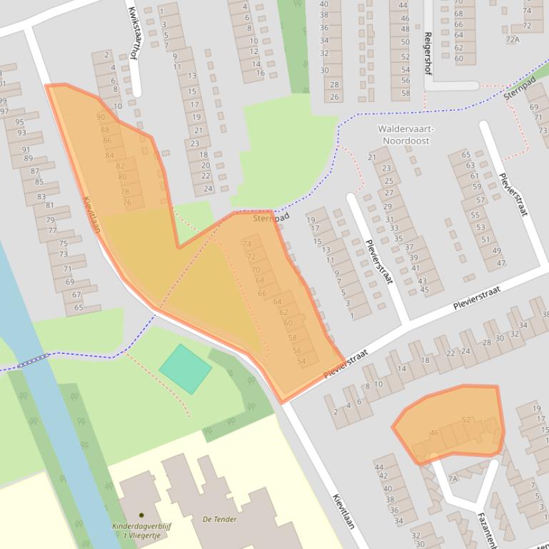 Kaart van postcodegebied 1742AE.