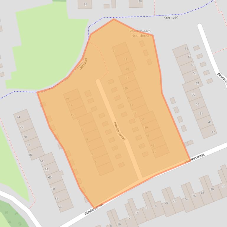 Kaart van postcodegebied 1742AK.