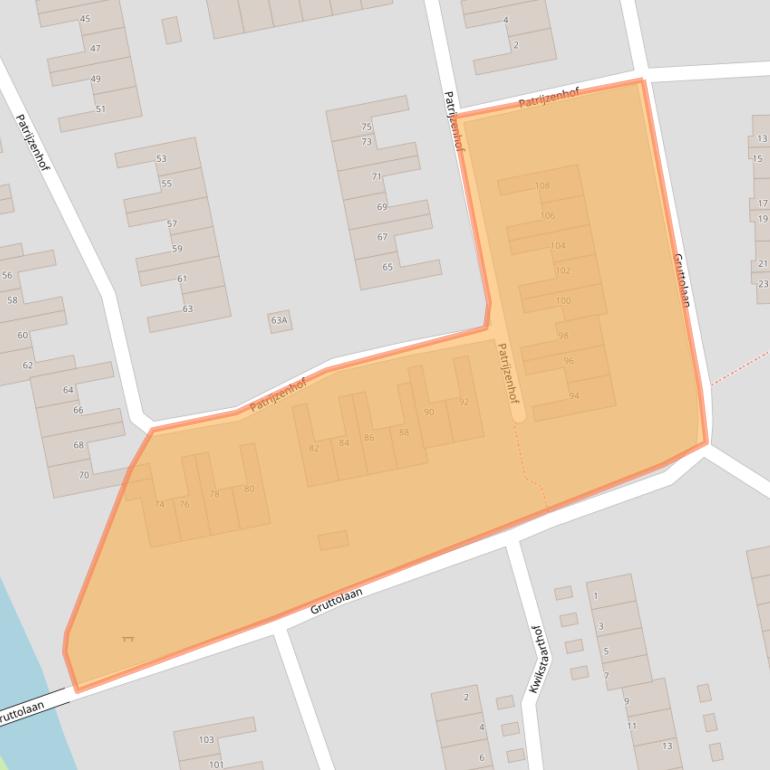 Kaart van postcodegebied 1742BJ.