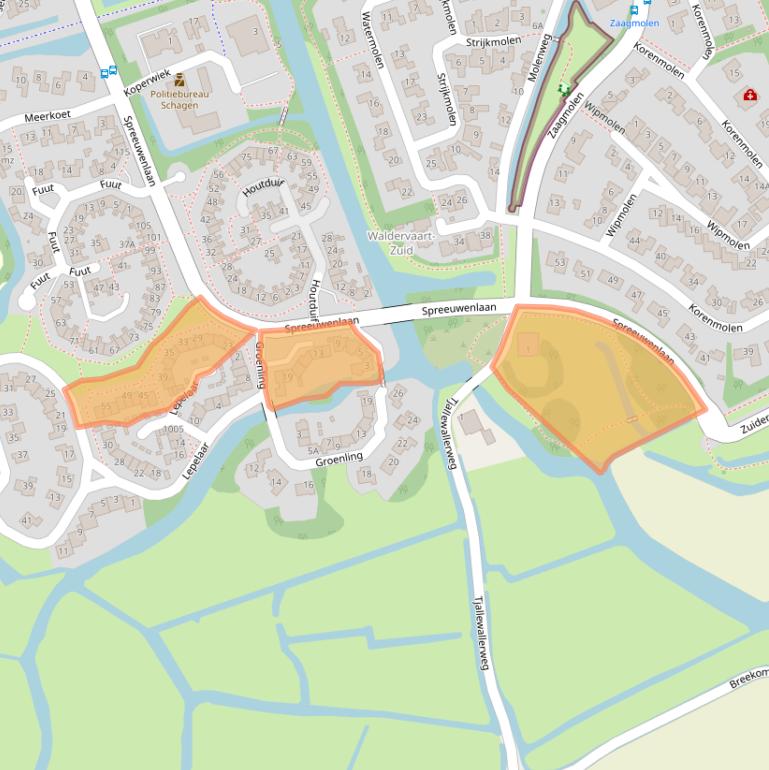 Kaart van postcodegebied 1742GA.