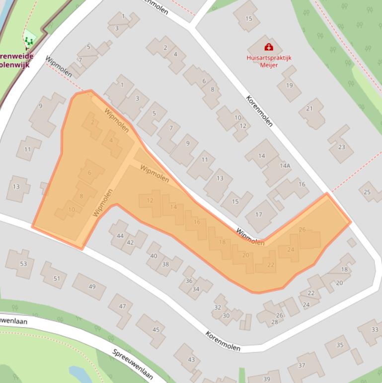 Kaart van postcodegebied 1742KG.