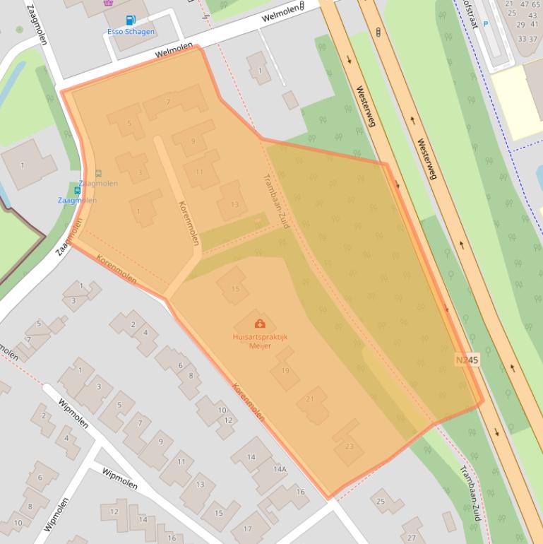 Kaart van postcodegebied 1742KH.