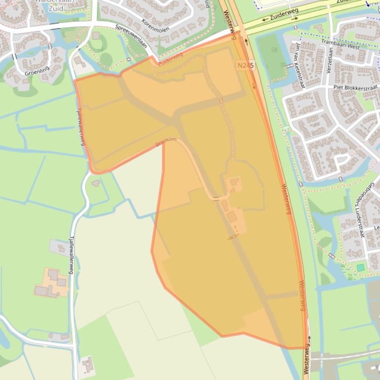 Kaart van postcodegebied 1742MD.