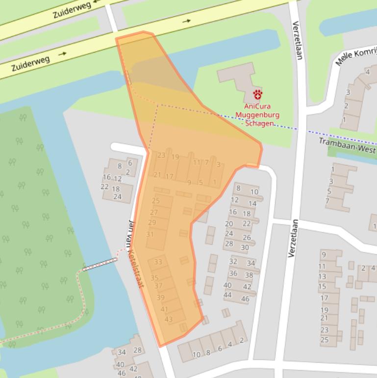 Kaart van postcodegebied 1742RC.