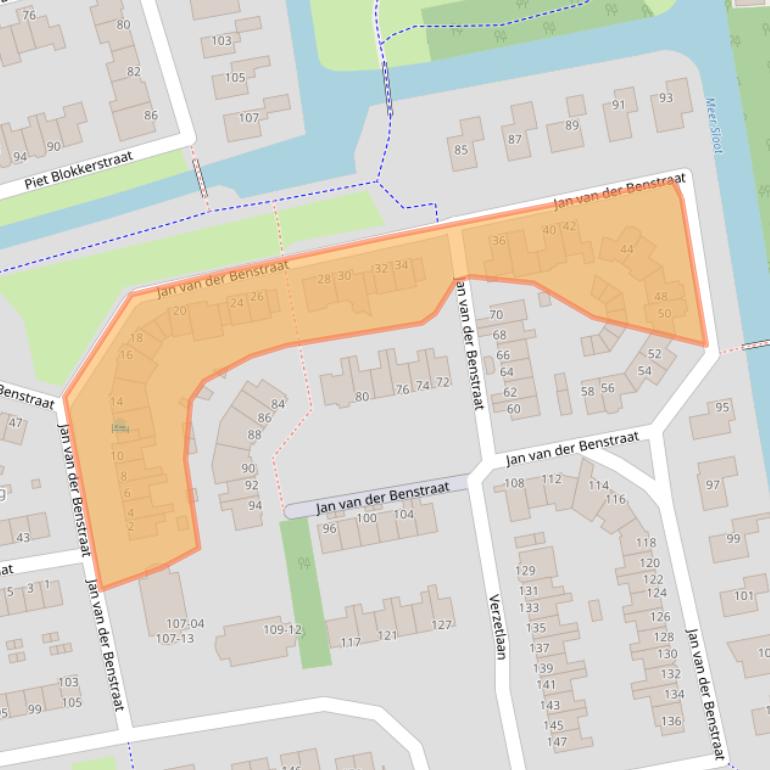 Kaart van postcodegebied 1742SE.
