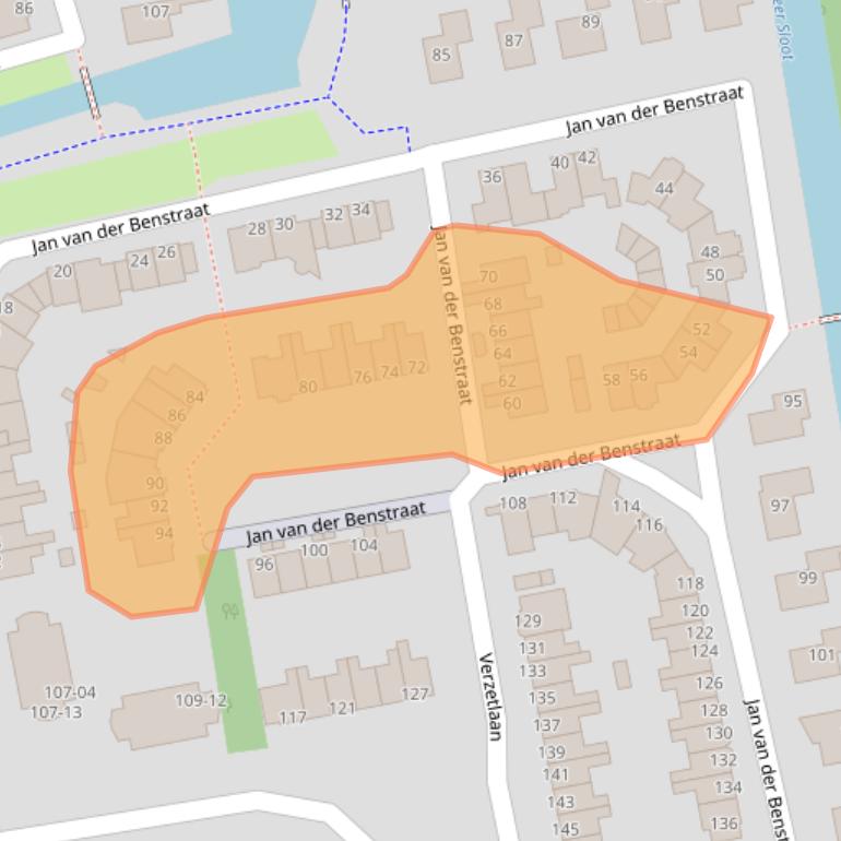 Kaart van postcodegebied 1742SG.
