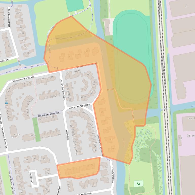 Kaart van postcodegebied 1742SJ.