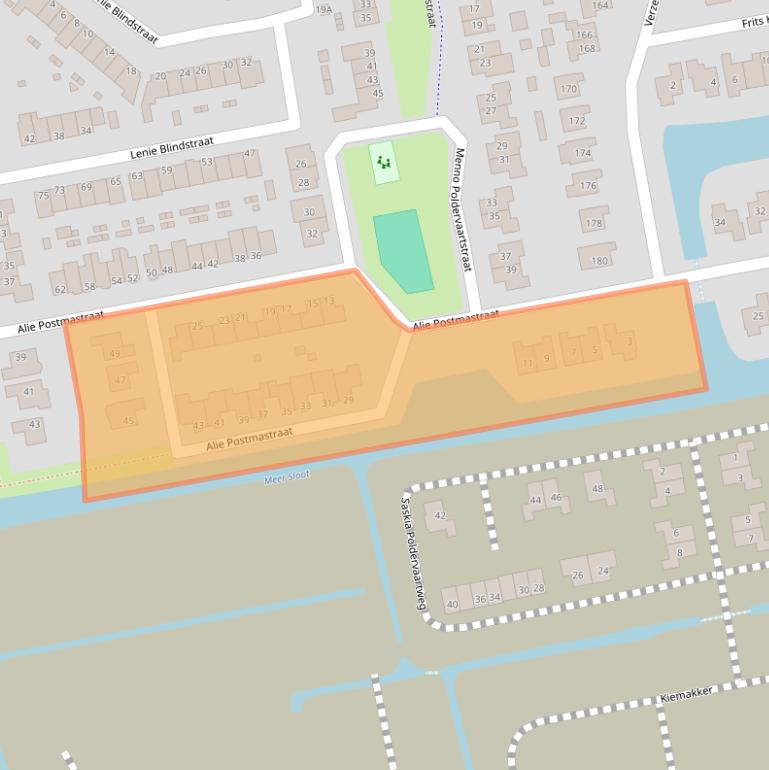 Kaart van postcodegebied 1742SR.