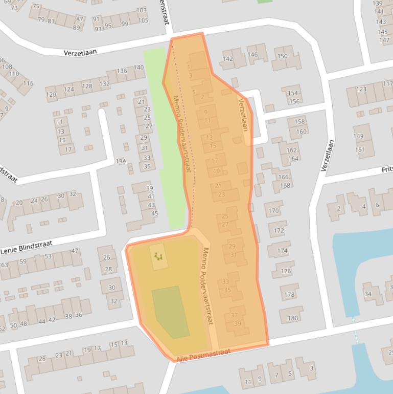 Kaart van postcodegebied 1742SW.