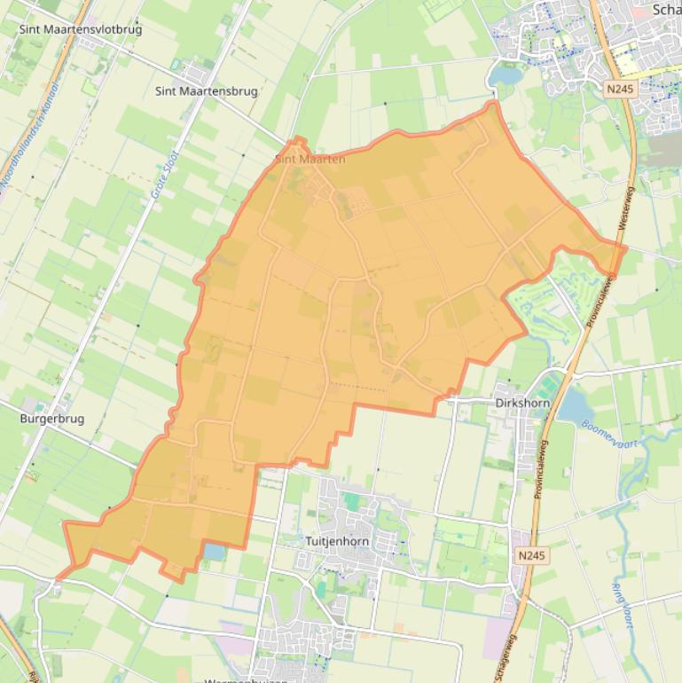 Kaart van postcodegebied 1744.