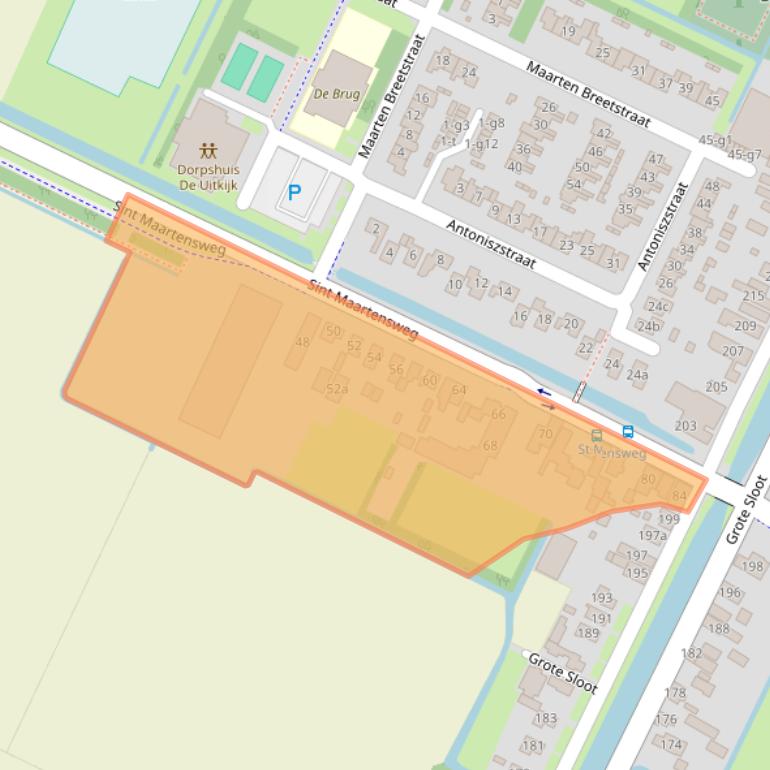 Kaart van postcodegebied 1752AB.