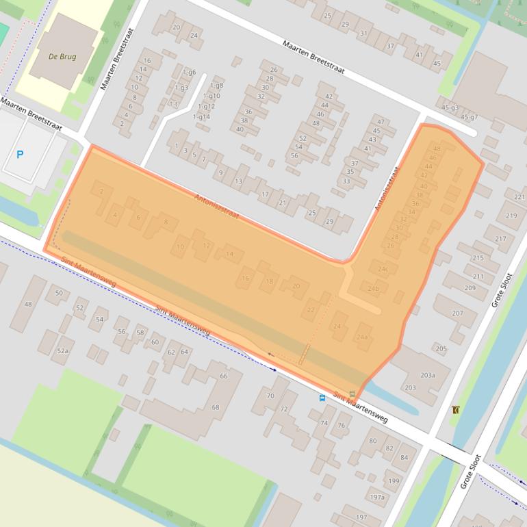 Kaart van postcodegebied 1752AE.