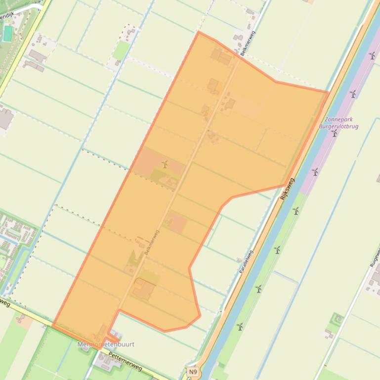 Kaart van postcodegebied 1754GB.