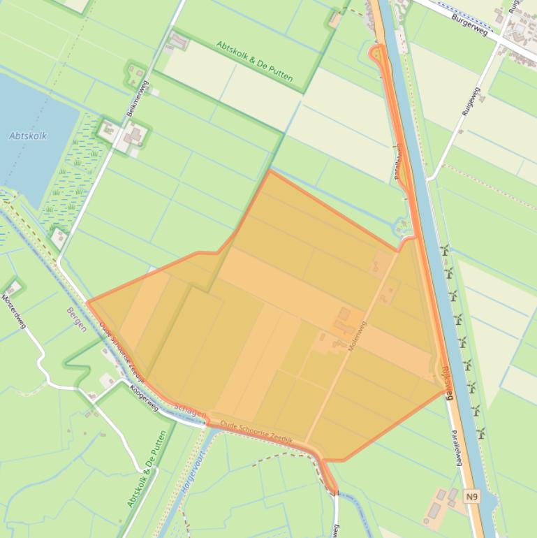 Kaart van postcodegebied 1754KS.