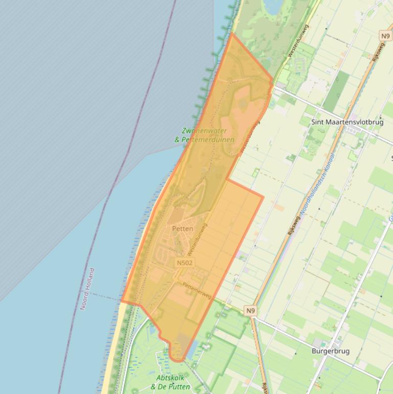 Kaart van postcodegebied 1755.