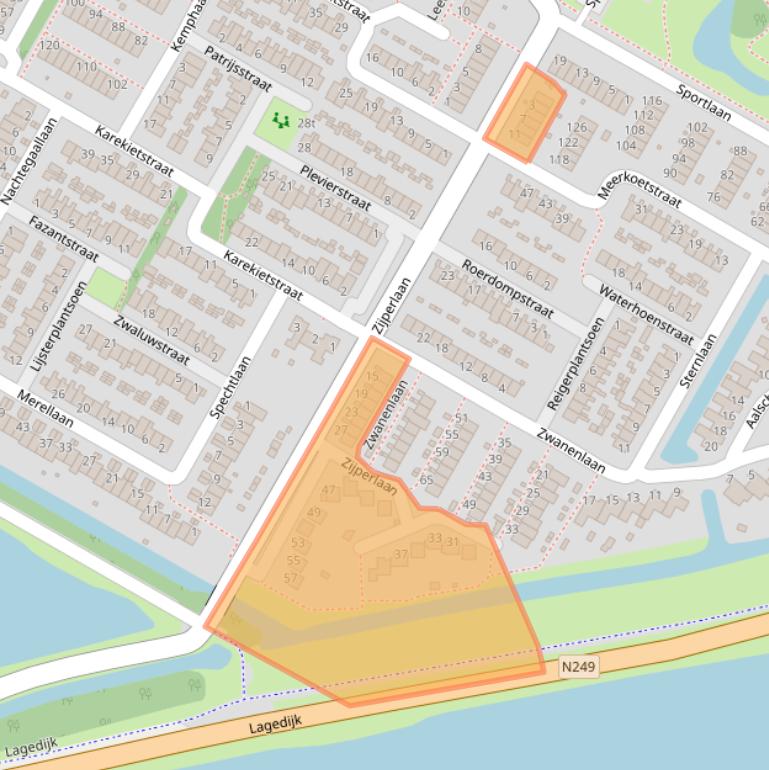 Kaart van postcodegebied 1761ZW.