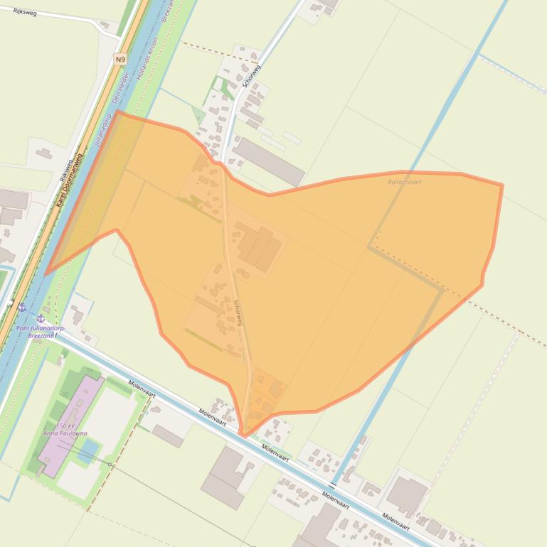 Kaart van postcodegebied 1764MA.