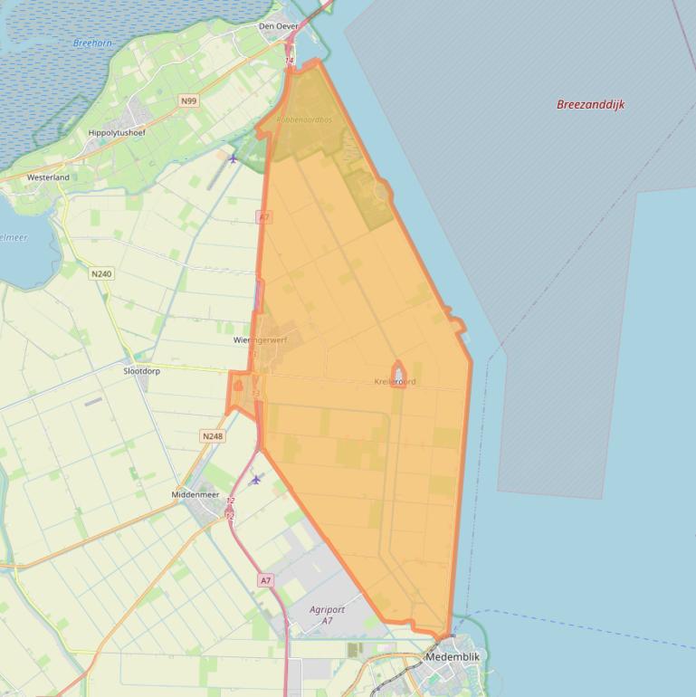 Kaart van postcodegebied 1771.