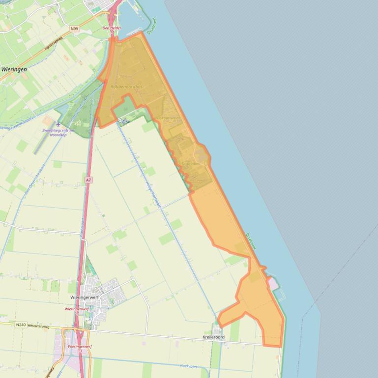 Kaart van postcodegebied 1771MJ.