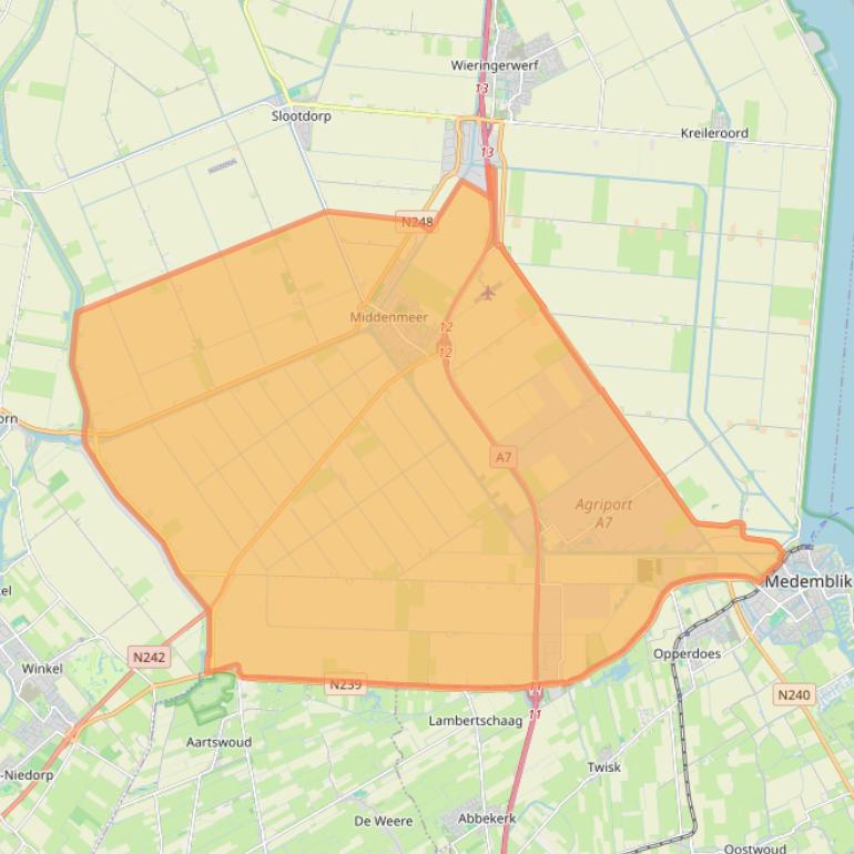 Kaart van postcodegebied 1775.