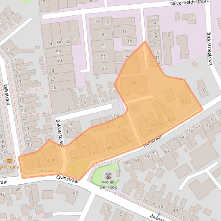 Kaart van postcodegebied 1779CE.