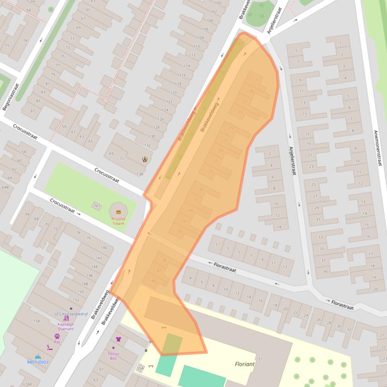 Kaart van postcodegebied 1782AD.