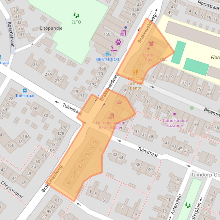 Kaart van postcodegebied 1782AE.