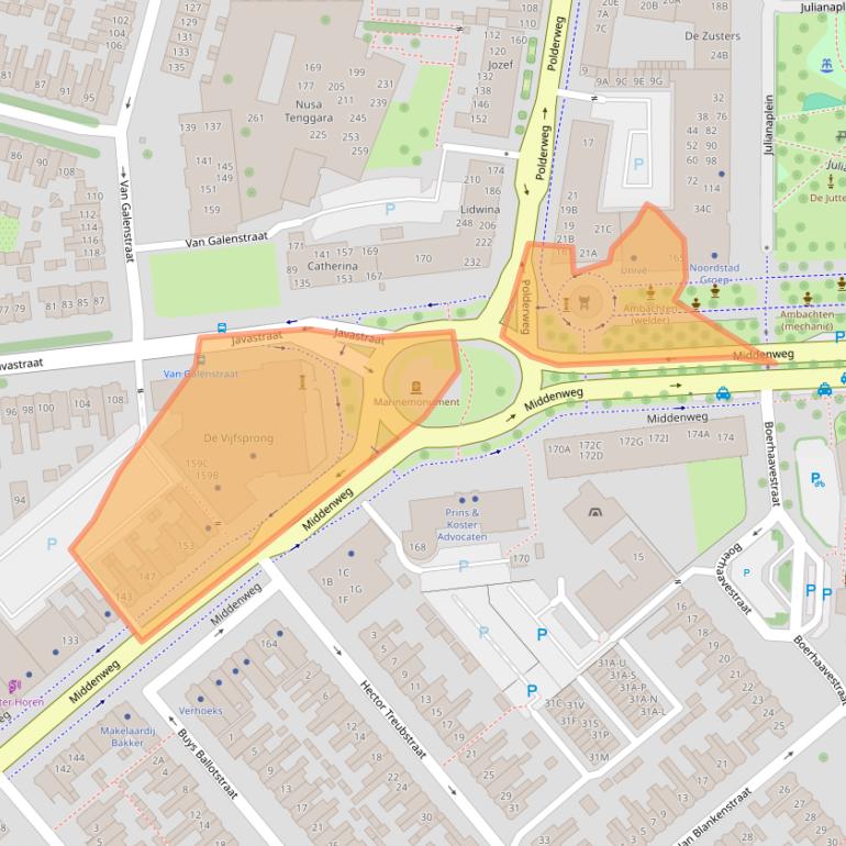 Kaart van postcodegebied 1782BE.