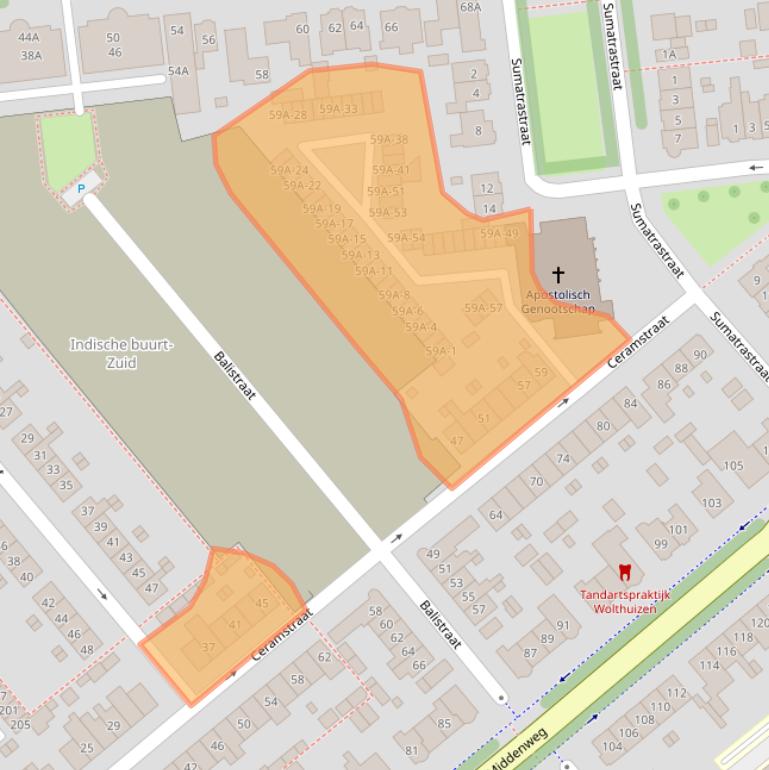 Kaart van postcodegebied 1782CB.