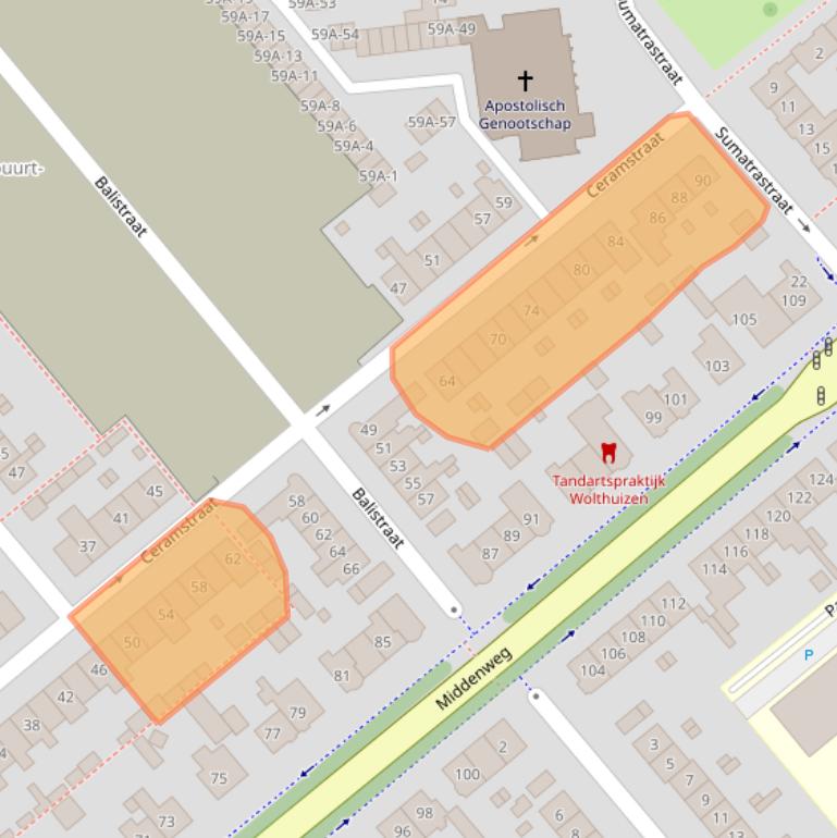 Kaart van postcodegebied 1782CD.