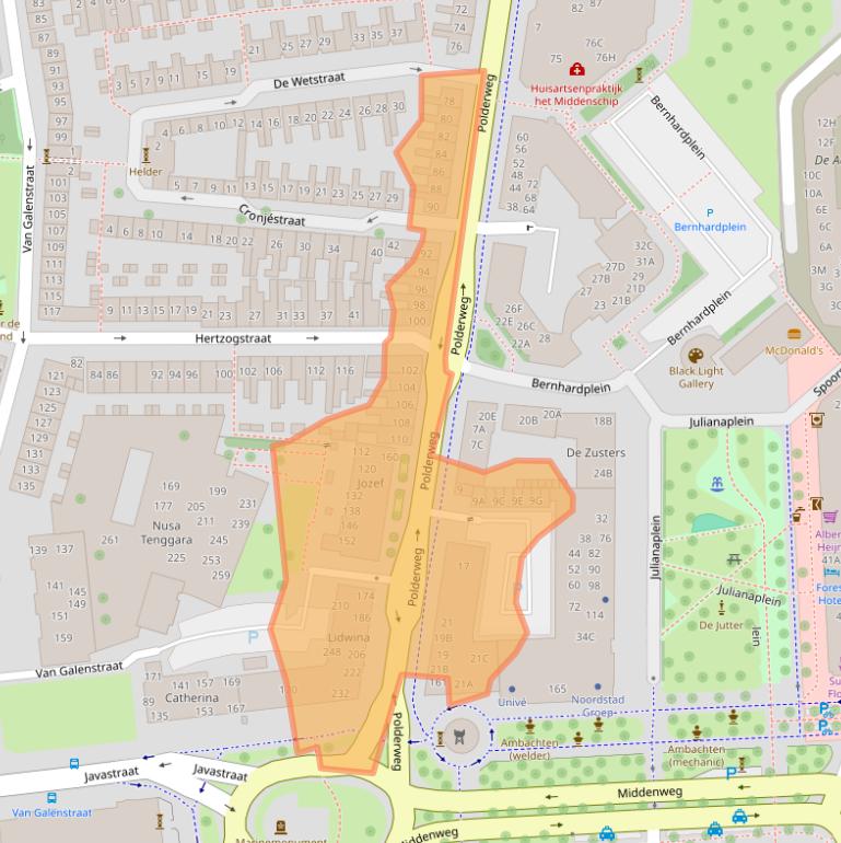 Kaart van postcodegebied 1782EC.