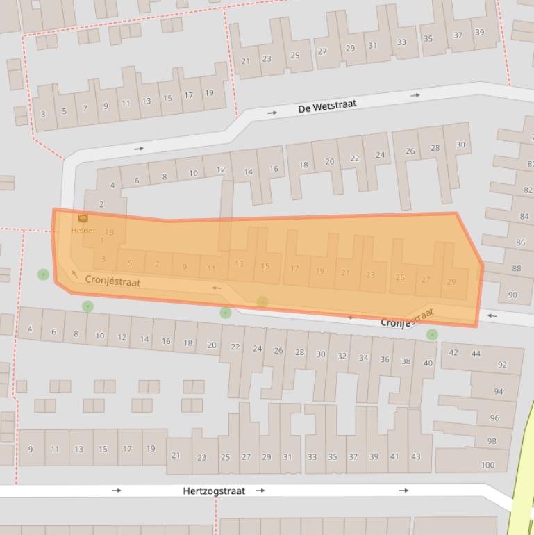 Kaart van postcodegebied 1782ED.