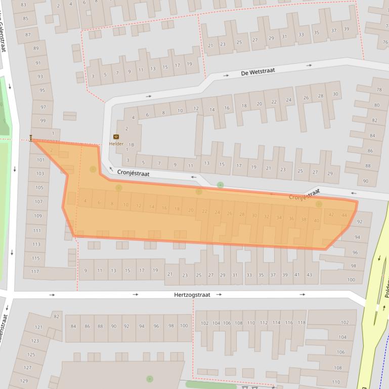 Kaart van postcodegebied 1782EE.
