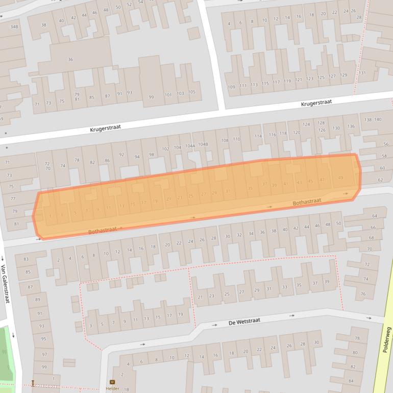 Kaart van postcodegebied 1782EJ.