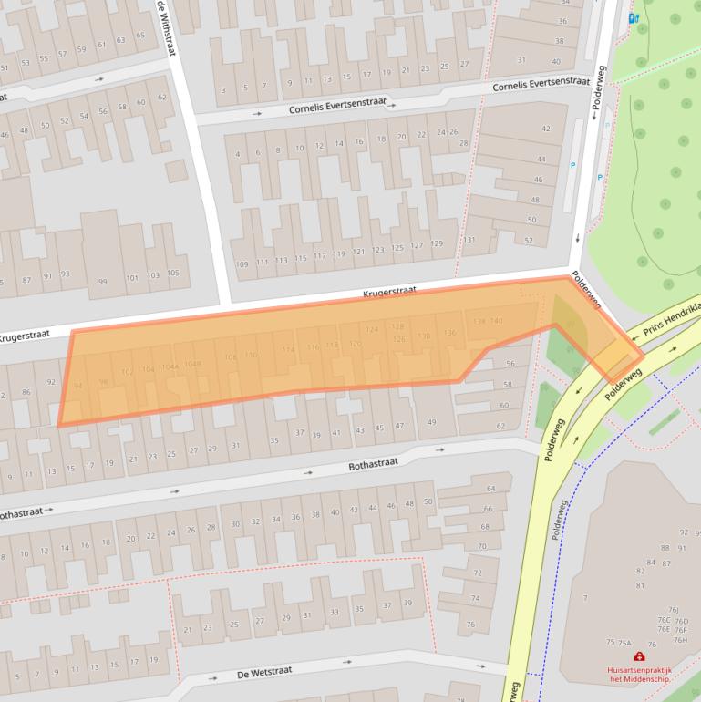 Kaart van postcodegebied 1782ES.