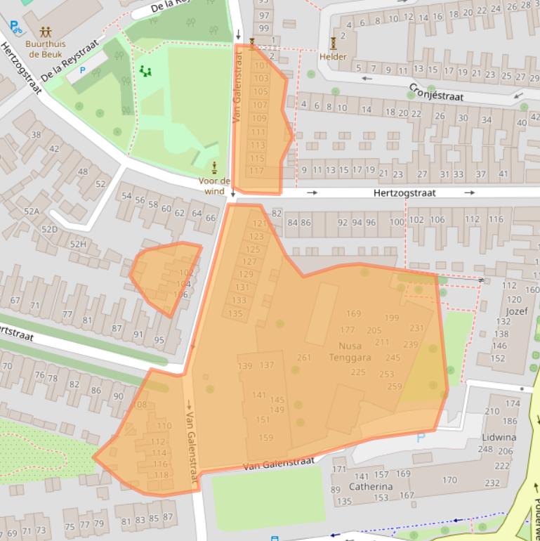 Kaart van postcodegebied 1782EZ.