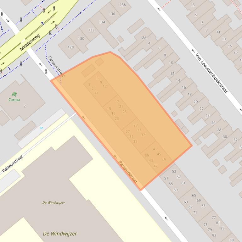 Kaart van postcodegebied 1782JA.