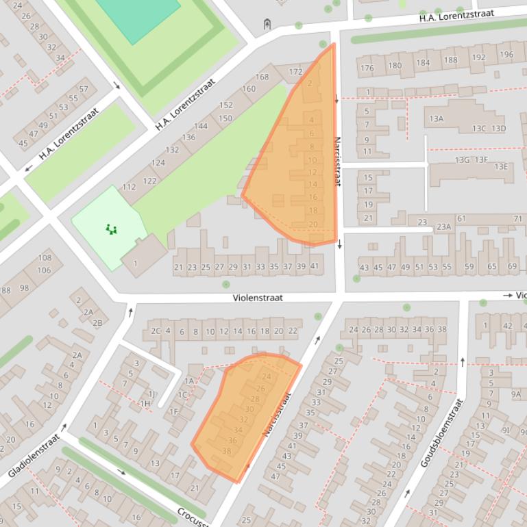 Kaart van postcodegebied 1782KK.