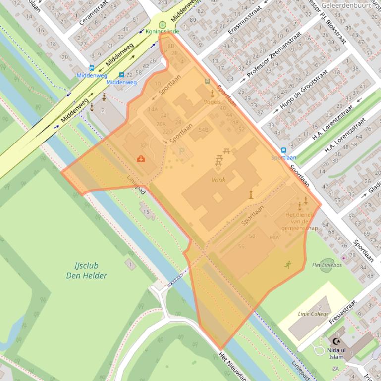 Kaart van postcodegebied 1782ND.