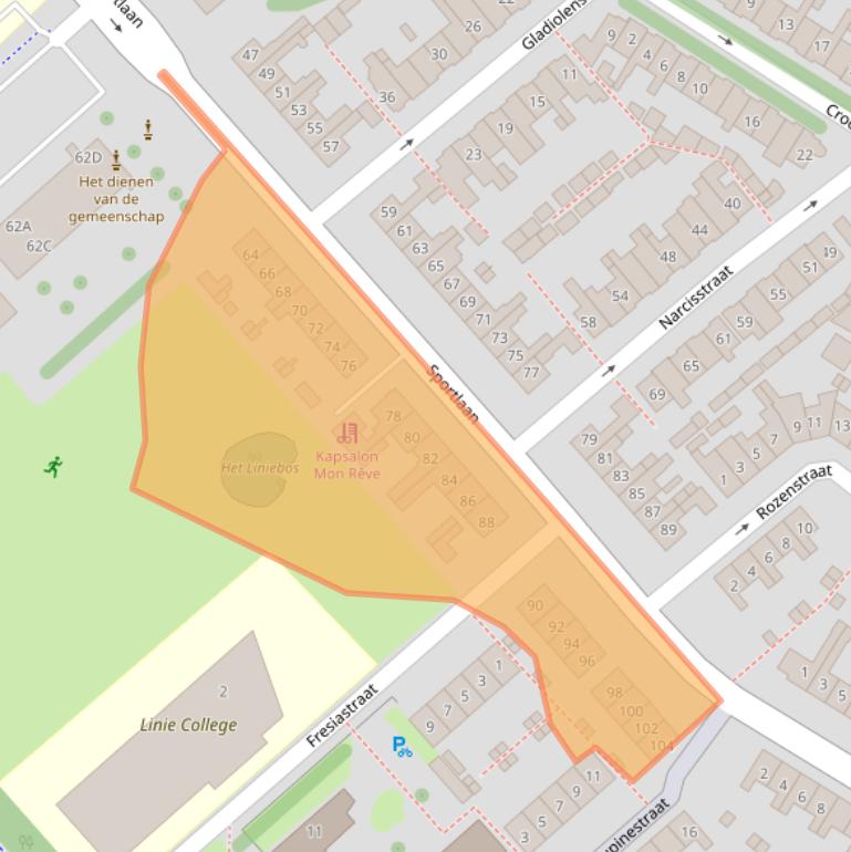 Kaart van postcodegebied 1782NE.