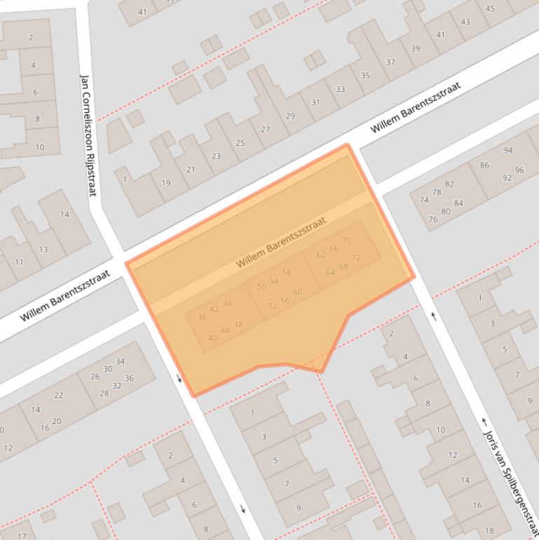 Kaart van postcodegebied 1782WG.