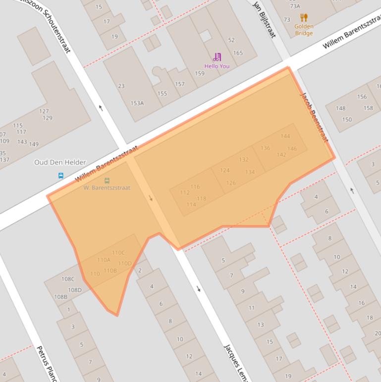 Kaart van postcodegebied 1782WJ.