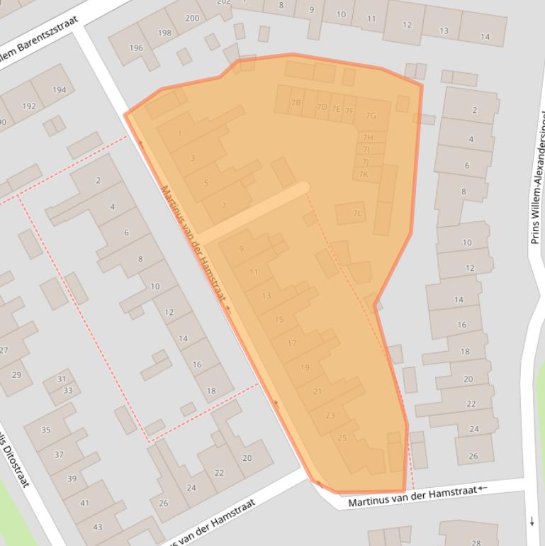 Kaart van postcodegebied 1782WN.