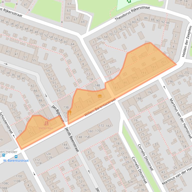 Kaart van postcodegebied 1782WZ.