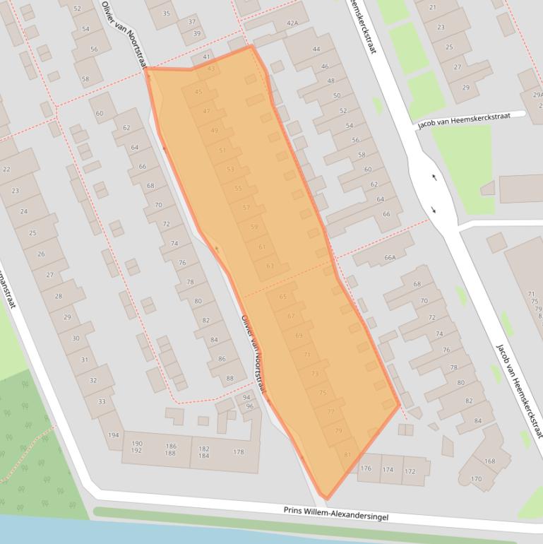 Kaart van postcodegebied 1782XL.