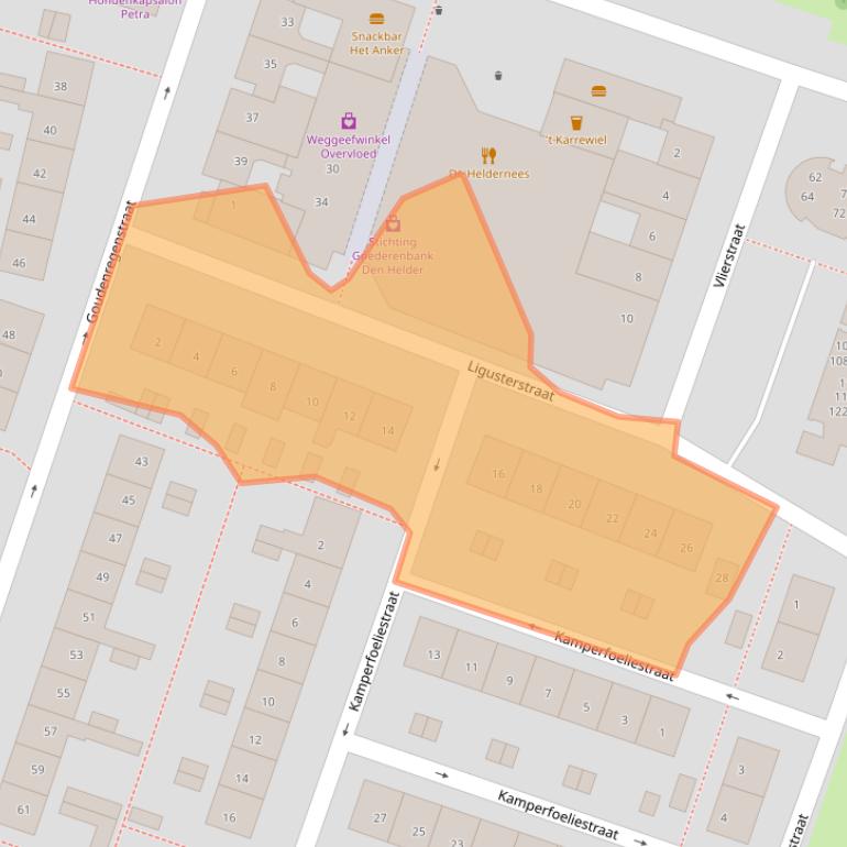 Kaart van postcodegebied 1783EE.