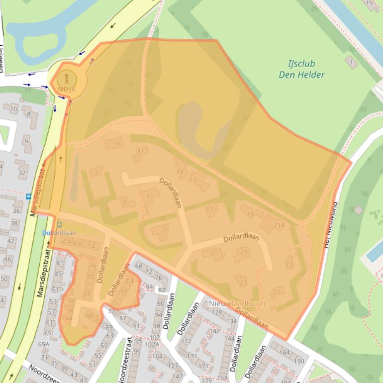 Kaart van postcodegebied 1784BE.