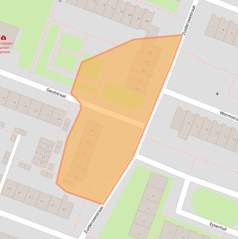 Kaart van postcodegebied 1784CM.