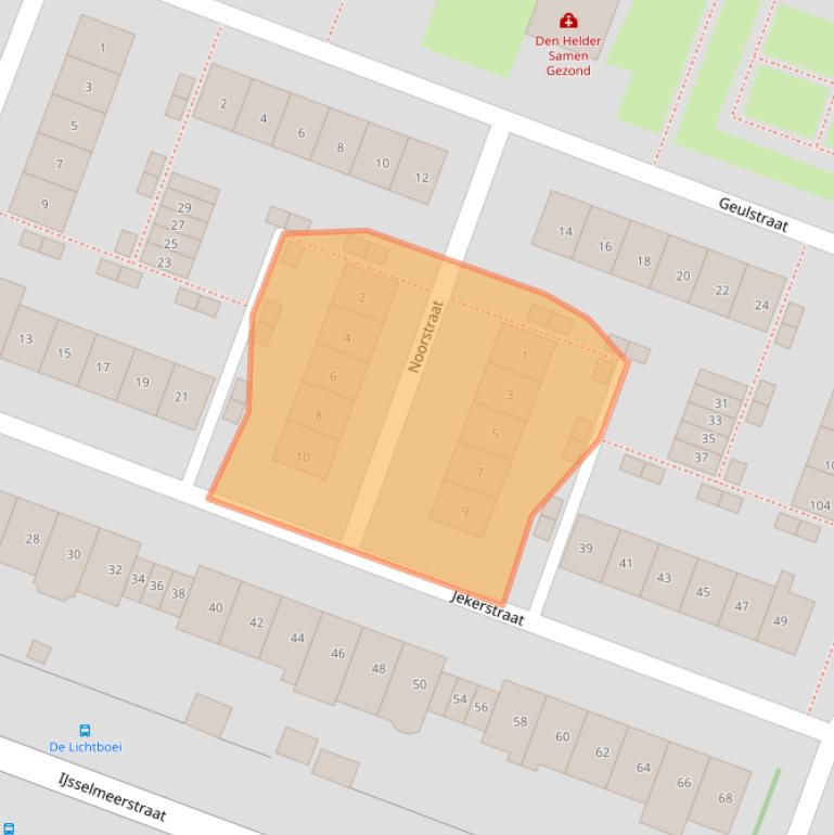 Kaart van postcodegebied 1784DJ.